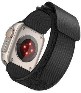 Juoda apyrankė Apple Watch (44 / 45 / 46 / 49 mm) laikrodžiams "Forcell Outdoor Sport Velcro Nylon"