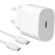 Originalus baltas Samsung 25W 1xType-C pakrovėjas + Type-C - Type-C laidas "EP-TA800EWE + EP-DG980BWE"