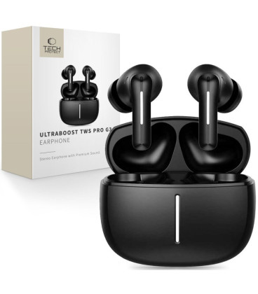 Juodos belaidės ausinės "Tech-Protect Ultraboost TWS Earphones Pro G3"