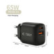 Juodas 1xUSB-A + 1xUSB-C PD65W / QC3.0 pakrovėjas "Tech-Protect NCA65W-GAN 2-Port"