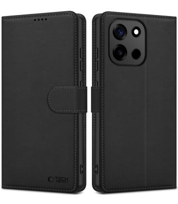 Juodas atverčiamas dėklas Oneplus Nord 6 telefonui "Tech-Protect Wallet"