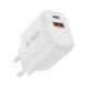 Baltas 1xUSB-A + 1xUSB-C PD65W / QC3.0 pakrovėjas "Tech-Protect NCA65W-GAN 2-Port"