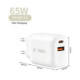 Baltas 1xUSB-A + 1xUSB-C PD65W / QC3.0 pakrovėjas "Tech-Protect NCA65W-GAN 2-Port"