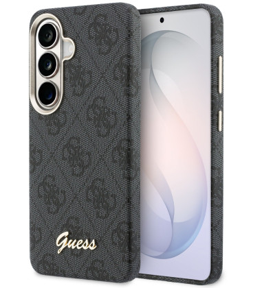 Juodas dėklas Samsung Galaxy S26 telefonui "Guess PU 4G Script Metal Logo Magnetic Case"