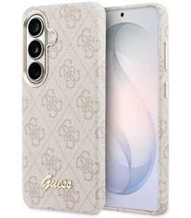 Rožinis dėklas Samsung Galaxy S26 telefonui "Guess PU 4G Script Metal Logo Magnetic Case"
