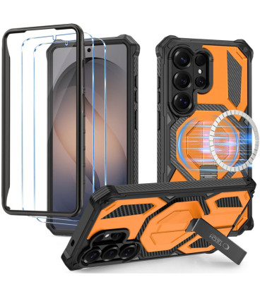 Oranžinis dėklas + stikliukas Samsung Galaxy S26 Ultra telefonui "Tech-Protect MagBlast Magsafe + Glass 2-Pack"
