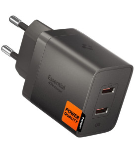Pilkas (Gunmetal) 47W 2xUSB-C pakrovėjas "Spigen EE472EE-GAN Essential 2-Port"