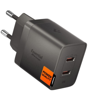 Pilkas (Gunmetal) 47W 2xUSB-C pakrovėjas "Spigen EE472EE-GAN Essential 2-Port"