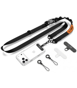 Juodas / oranžinis dirželis telefonui "Tech-Protect C9S Rope Crossbody"