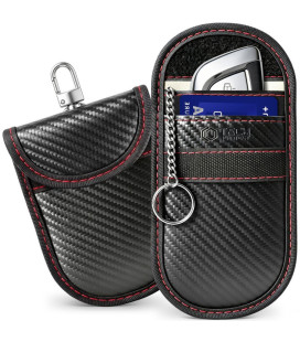 Juodas / raudonas automobilio raktų dėklas - įmautė RFID signalo blokavimas "Tech-Protect KLR100 Pouch"