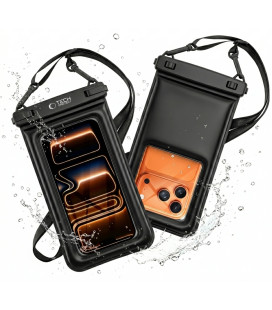 Juodas universalus vandeniui atsparus 6.9" dėklas "Tech-Protect UWC7 Floating Waterproof"