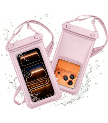 Rožinis universalus vandeniui atsparus 6.9" dėklas "Tech-Protect UWC7 Floating Waterproof"