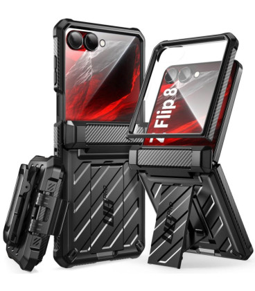 Juodas dėklas Samsung Galaxy Z Flip 8 telefonui "Supcase Unicorn Beetle Pro"