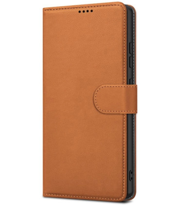 Dėklas Fancy Wallet Xiaomi Redmi 17C 4G/Redmi 14C/Redmi A4/Poco C75 rudas