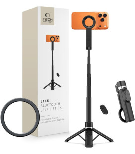 Juoda selfie - asmenukių lazka - trikojis "Tech-Protect L11S Magsafe Bluetooth Selfie Stick Tripod"