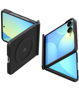 Juodas dėklas Samsung Galaxy Z Flip 8 telefonui "Spigen Airskin Aramid Magsafe"