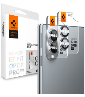 Juoda kameros apsauga Samsung Galaxy Fold 8 telefonui "Spigen Optik Pro GLAS.TR ”EZ FIT” AC 2-Pack"