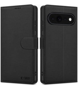 Matinis juodas atverčiamas dėklas Google Pixel 11 / 11 Pro telefonui "Tech-Protect Wallet"