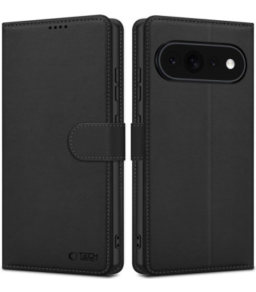 Matinis juodas atverčiamas dėklas Google Pixel 11 / 11 Pro telefonui "Tech-Protect Wallet"