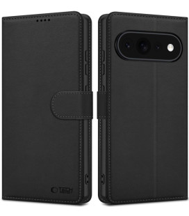 Matinis juodas atverčiamas dėklas Google Pixel 11 Pro XL telefonui "Tech-Protect Wallet"