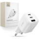 Baltas 1xUSB-A + 2xUSB-C PD 3.2 100W / QC3.0 pakrovėjas "Tech-Protect NCA100W-GAN-AVS 3-Port"