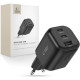 Juodas 1xUSB-A + 2xUSB-C PD 3.2 100W / QC3.0 pakrovėjas "Tech-Protect NCA100W-GAN-AVS 3-Port"