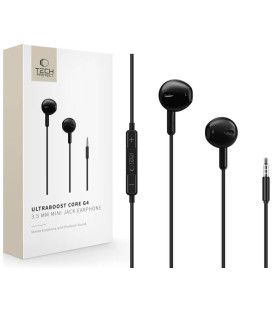 Juodos 3.5mm ausinės "Tech-Protect Ultraboost Earphone Core G4"