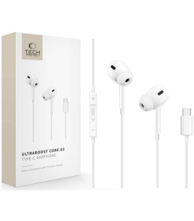 Baltos Type-C ausinės "Tech-Protect Ultraboost Earphone Core G3"