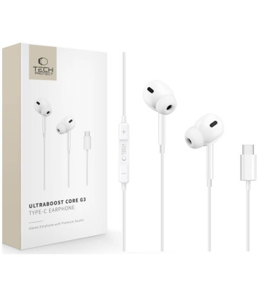 Baltos Type-C ausinės "Tech-Protect Ultraboost Earphone Core G3"