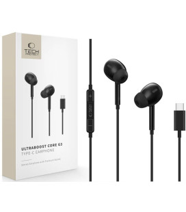 Juodos Type-C ausinės "Tech-Protect Ultraboost Earphone Core G3"