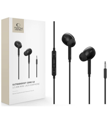 Juodos 3.5mm ausinės "Tech-Protect Ultraboost Earphone Core G3"