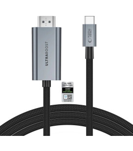Pilkas USB-C - HDMI 2.1 8K 60Hz 200cm laidas "Tech-Protect Ultraboost"