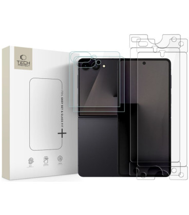 Apsauginis grūdintas stiklas + plėvelės Samsung Galaxy Z Flip 7 / 8 telefonui "Tech-Protect Easy Set 4in1"