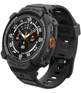 Matinis juodas dėklas - apyrankė Samsung Galaxy Watch Ultra 2 2026 (47 mm) laikrodžiui "Spigen Rugged Armor Pro"