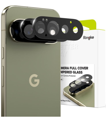 Juoda kameros apsauga Google Pixel 11 Pro telefonui "Ringke Camera Full Cover 2-Pack"
