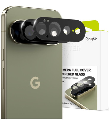 Juoda kameros apsauga Google Pixel 11 Pro XL telefonui "Ringke Camera Full Cover 2-Pack"