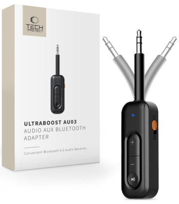Juodas audio AUX adapteris Bluetooth 6.0 "Tech-Protect Ultraboost AU03"