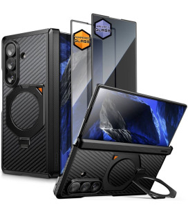 Juodas (Aramid) dėklas Samsung Galaxy Z Fold 8 Ultra telefonui "Supcase UB Aero Magsafe 2-Set"