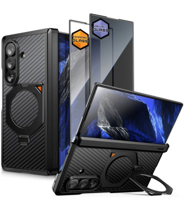 Juodas (Aramid) dėklas Samsung Galaxy Z Fold 8 Ultra telefonui "Supcase UB Aero Magsafe 2-Set"