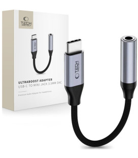 Pilkas audio adapteris USB-C - 3.5mm DAC "Tech-Protect Ultraboost"