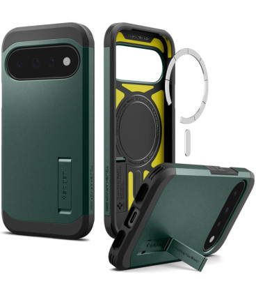 Žalias dėklas Google Pixel 11 telefonui "Spigen Tough Armor MAG Magsafe"