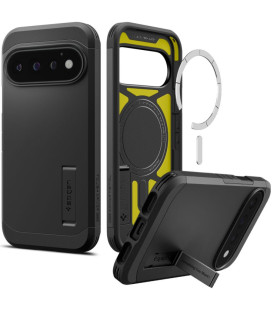 Juodas dėklas Google Pixel 11 Pro telefonui "Spigen Tough Armor MAG Magsafe"