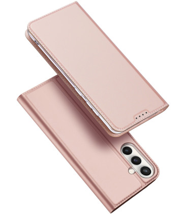 Rausvai auksinės spalvos atverčiamas dėklas Samsung Galaxy S26 FE telefonui "Dux Ducis Skin Pro"