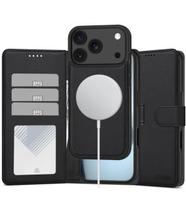 Juodas atverčiamas dėklas Apple Iphone 17 Pro Max / 18 Pro Max telefonui "Tech-Protect Wallet Magsafe"