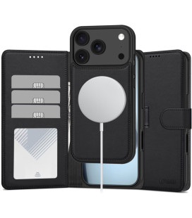 Juodas atverčiamas dėklas Apple Iphone 17 Pro / 18 Pro telefonui "Tech-Protect Wallet Magsafe"