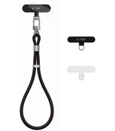 Juodas (Obsidian Black) dirželis telefonui "Tech-Protect C11S Rope Wrist Strap"
