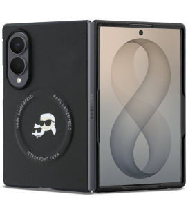Juodas dėklas Samsung Galaxy Z Fold 8 telefonui "Karl Lagerfeld PU Karl and Choupette Heads Magnetic Case"