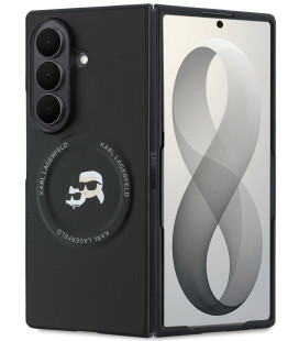 Juodas dėklas Samsung Galaxy Z Fold 8 Ultra telefonui "Karl Lagerfeld PU Karl and Choupette Heads Magnetic Case"