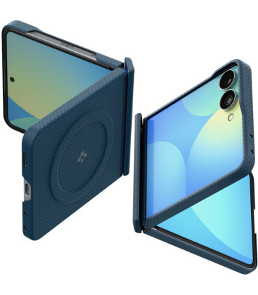 Mėlynas dėklas Samsung Galaxy Z Flip 8 telefonui "Spigen Airskin Aramid Magsafe"