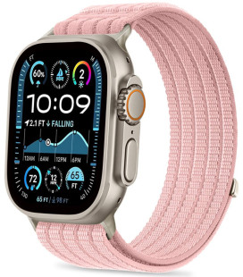 Šviesiai rožinė apyrankė Apple Watch 8 / 9 / 10 / 11 / SE / Ultra (44 / 45 / 46 / 49 mm) laikrodžiui "Tech-Protect Nylon Sport"